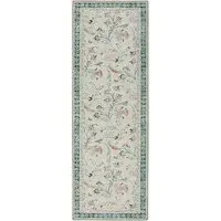English Floral Eco-Washable Rug Runner - Beige