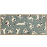 Farmhouse Hares Washable Runner - Duck Egg