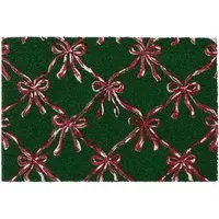 Festive Bows Coir Doormat - Green