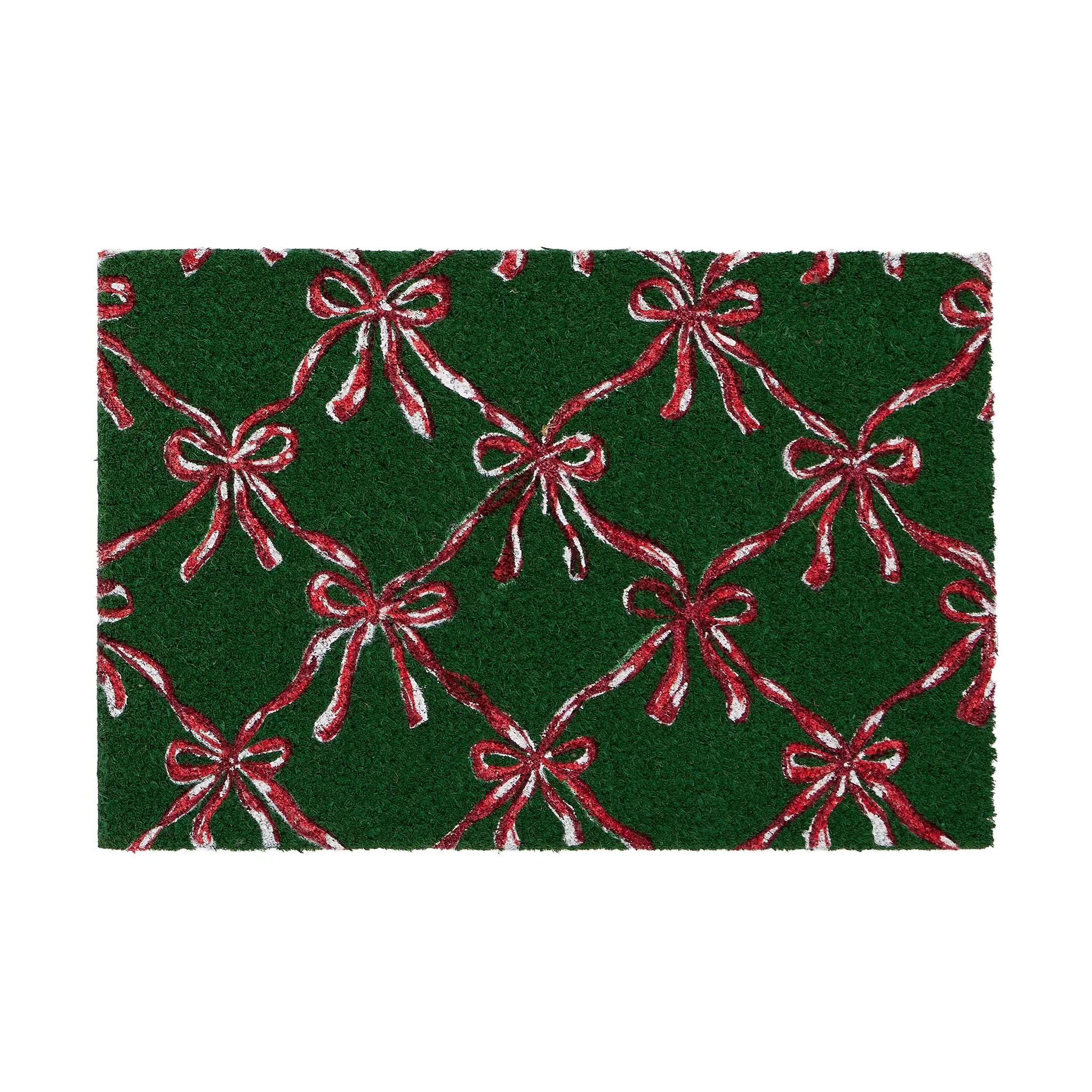 Festive Bows Coir Doormat - Green image