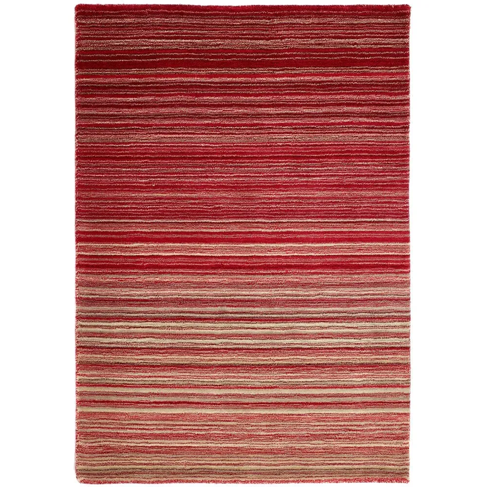 Fine Stripes Rug - Red, Wool
