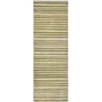 Fine Stripes Runner Rug - Green, Wool