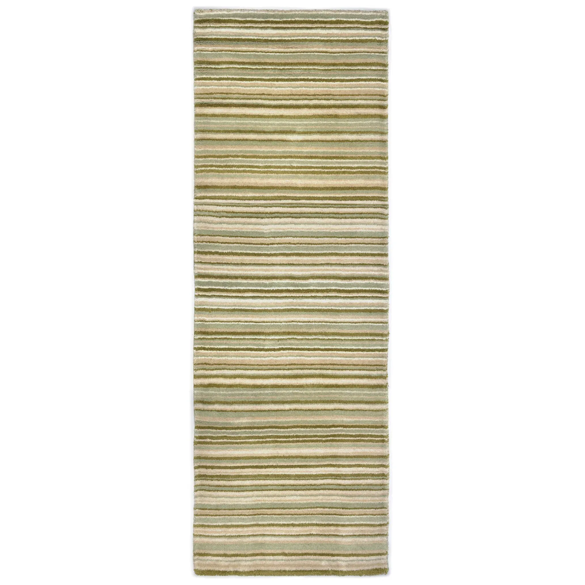 Fine Stripes Runner Rug - Green, Wool