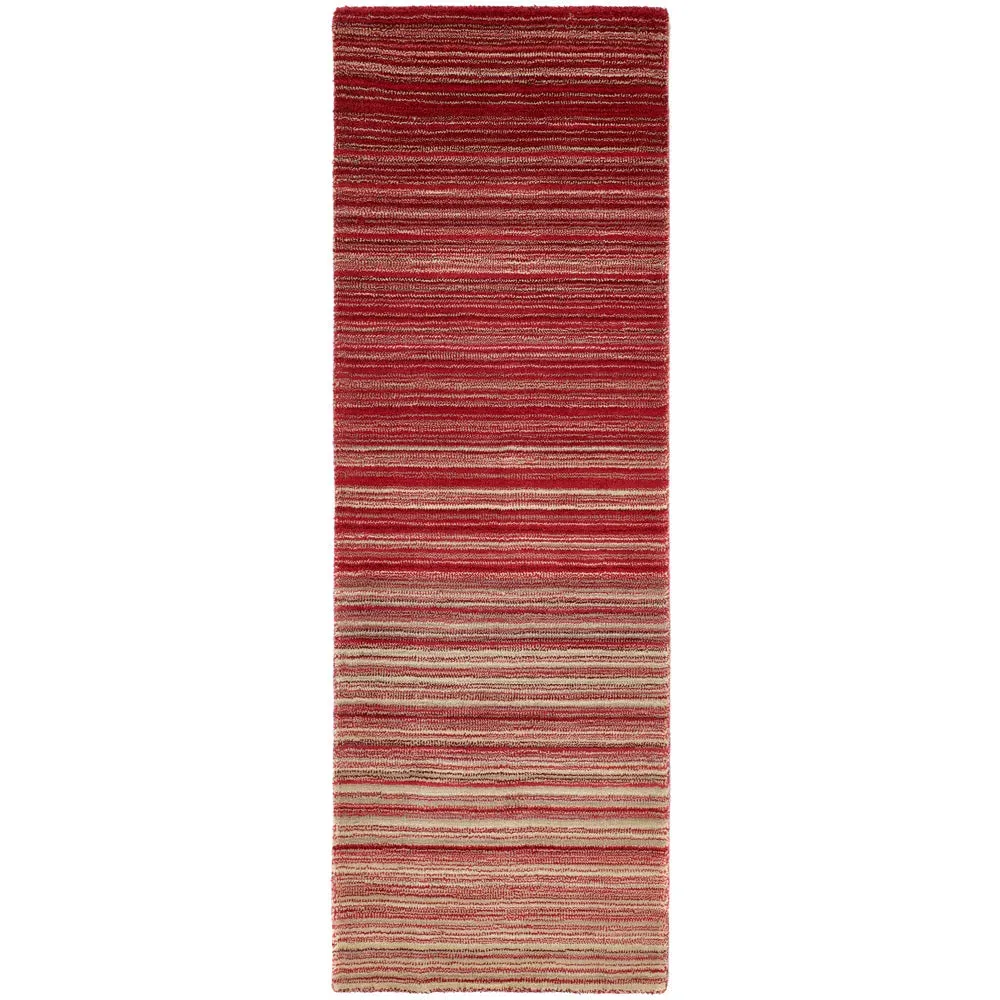 Fine Stripes Runner Rug - Red, Wool