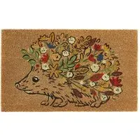 Floral Hedgehog Coir Doormat - 45x75cm