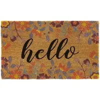 Floral Hello Coir Doormat - 45x75cm