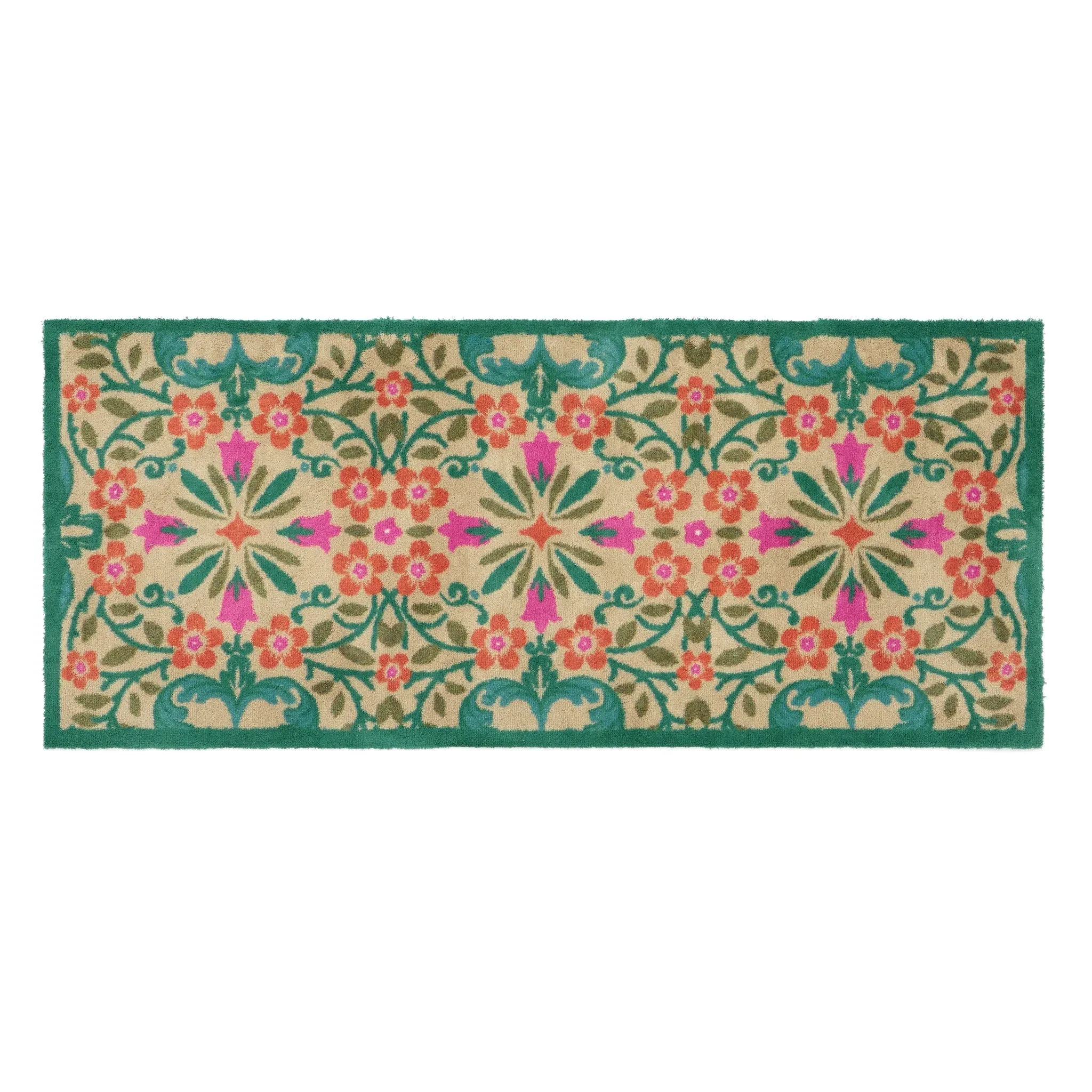 Folk Floral Washable Runner 65x150cm - Beige image