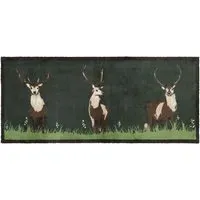 Green Deer Washable Runner - Green
