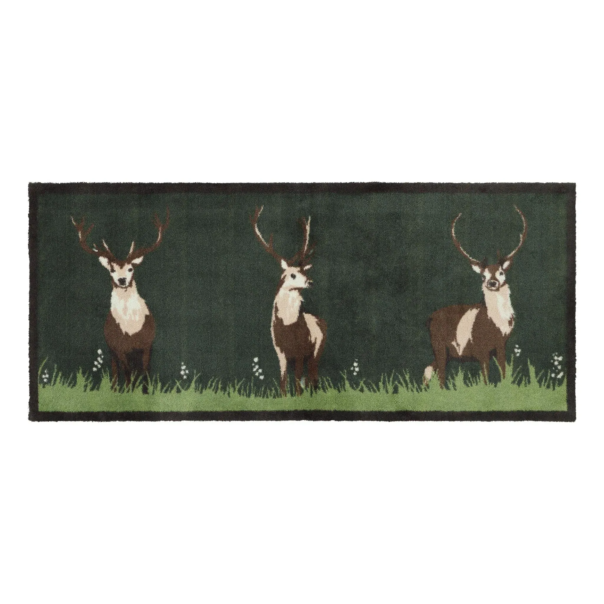 Green Deer Washable Runner - Green