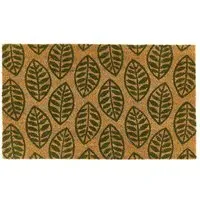 Green Leaves Coir Doormat - 45x75cm