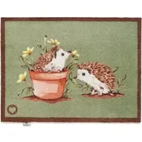 Hedgehog Friends Washable Doormat - Sage Green