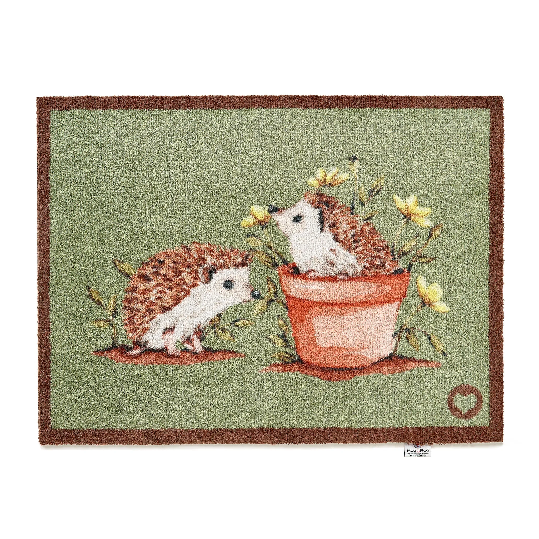 Hedgehog Friends Washable Doormat - Sage Green image
