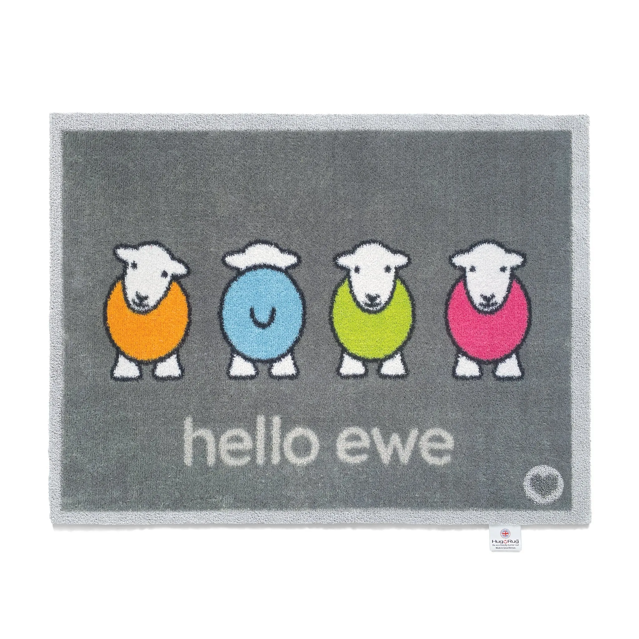 Hello Ewe Herdy Washable Doormat - Dark Grey image