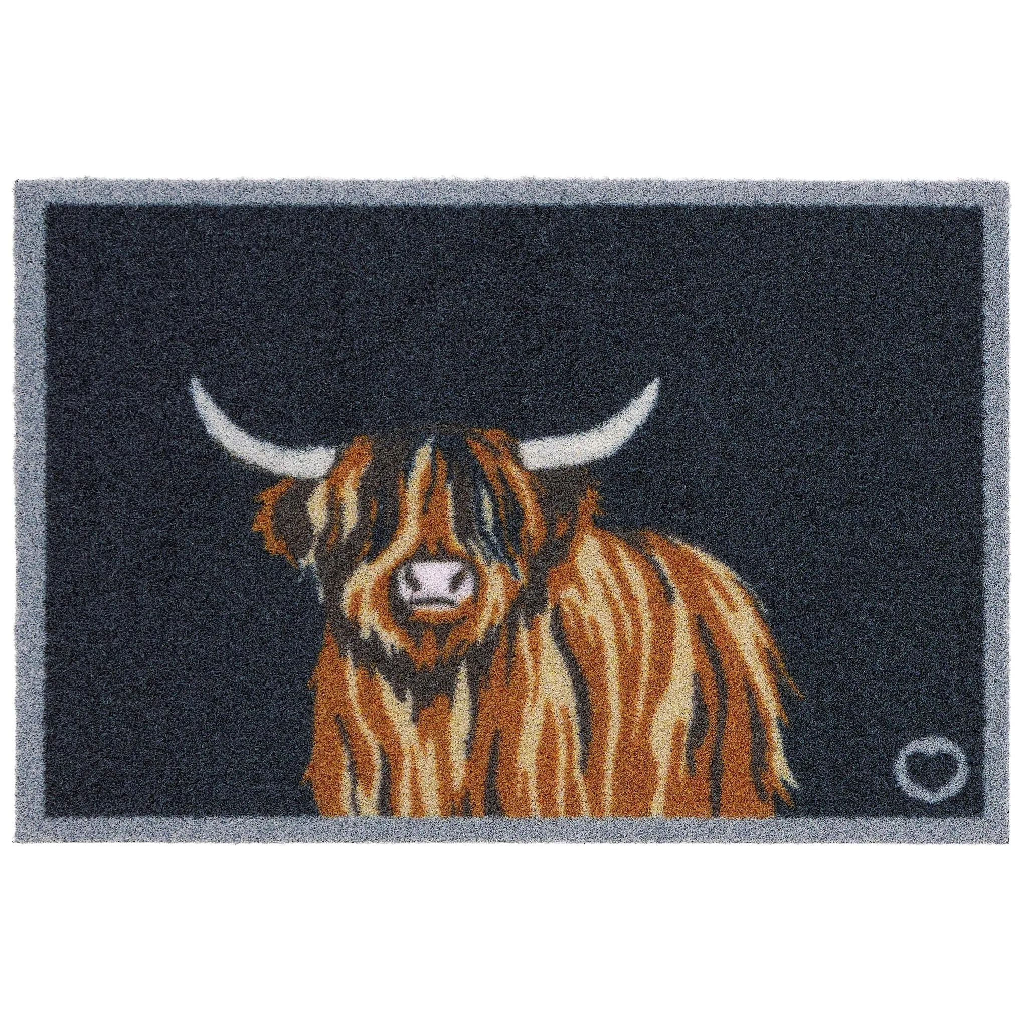 Highland Cow 1 Outdoor Doormat 50x75cm - Brown, Navy