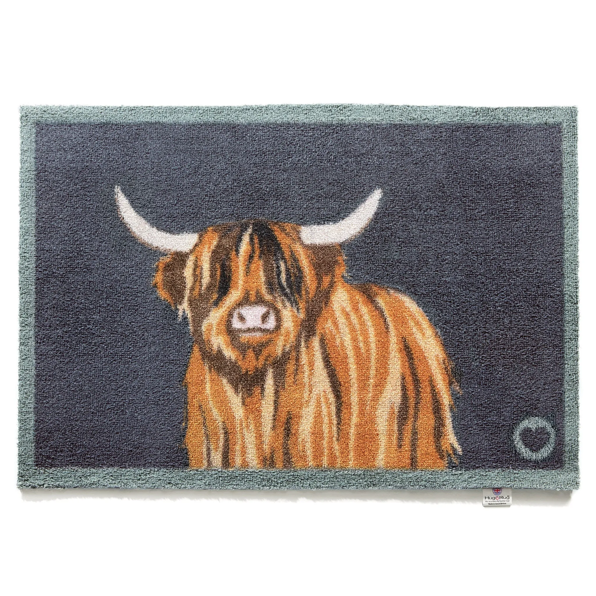 Highland Cow 1 Washable Doormat 65x85cm - Brown, Navy