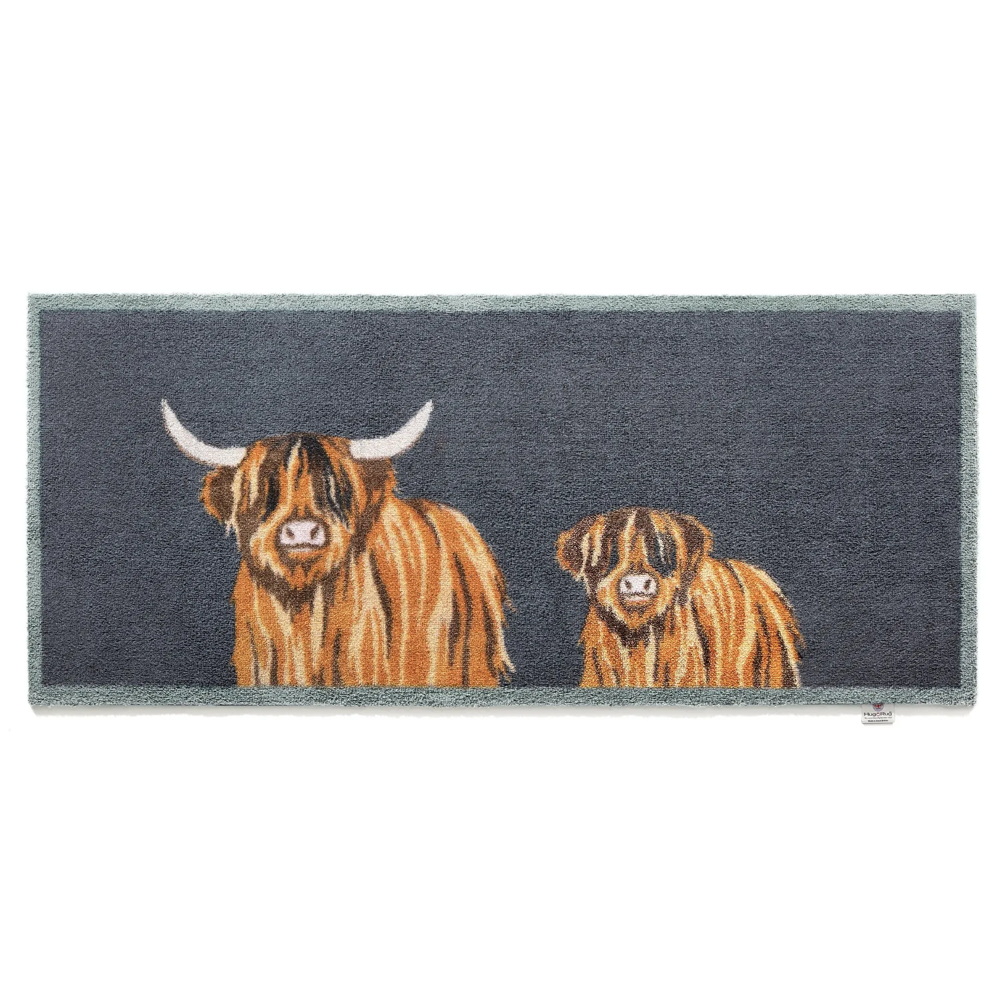 Highland Cow 1 Washable Runner 65x150cm - Brown, Navy