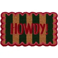 Howdy Stripe Coir Doormat - Green