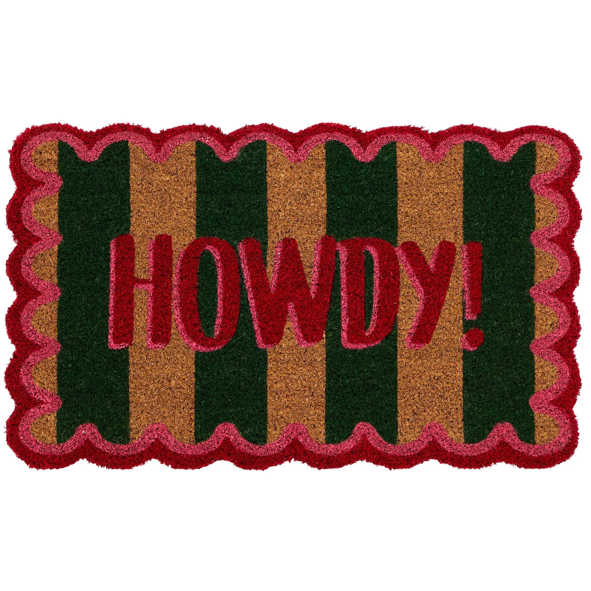 Howdy Stripe Coir Doormat - Green image