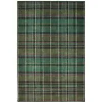 Isla Plaid Washable Rug - Emerald, Recycled Polyester
