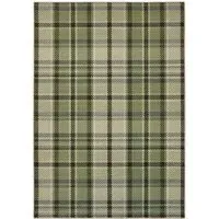 Isla Plaid Washable Rug - Green, Recycled Polyester