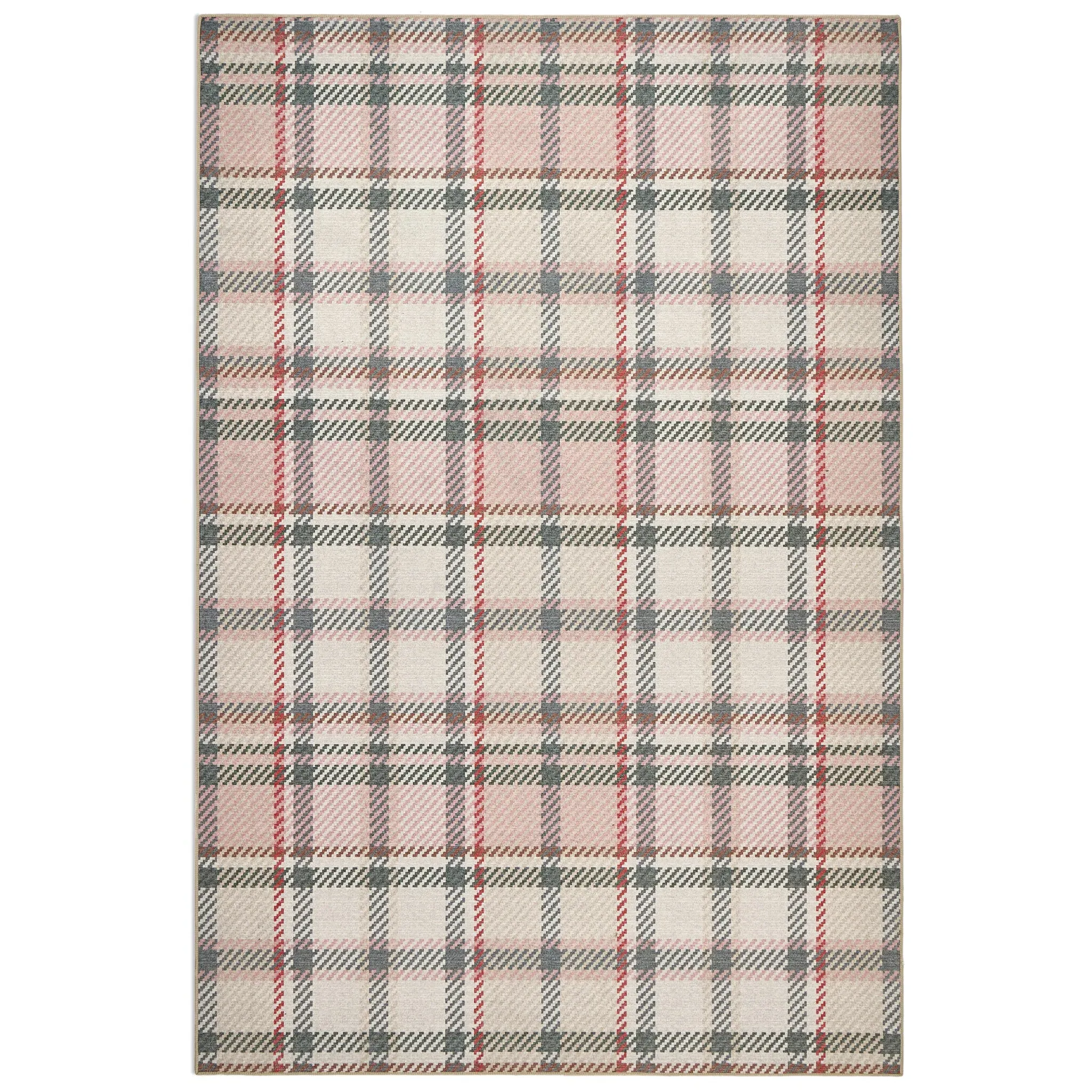Isla Plaid Washable Rug - Pink, Recycled Polyester