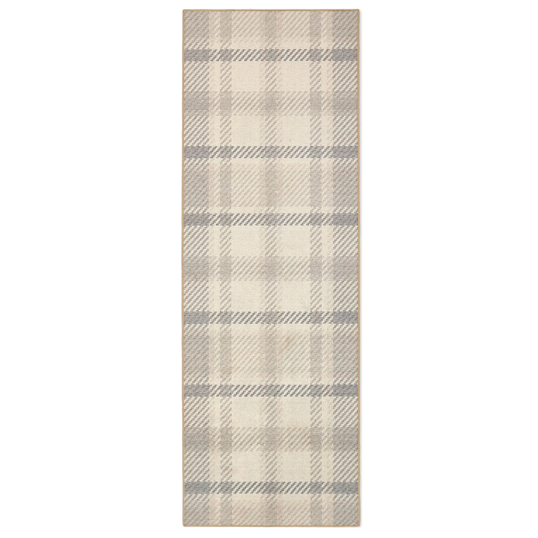 Isla Plaid Washable Rug Runner - Neutral image