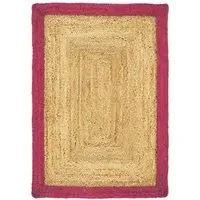 Jute Border Rug - Raspberry, Jute