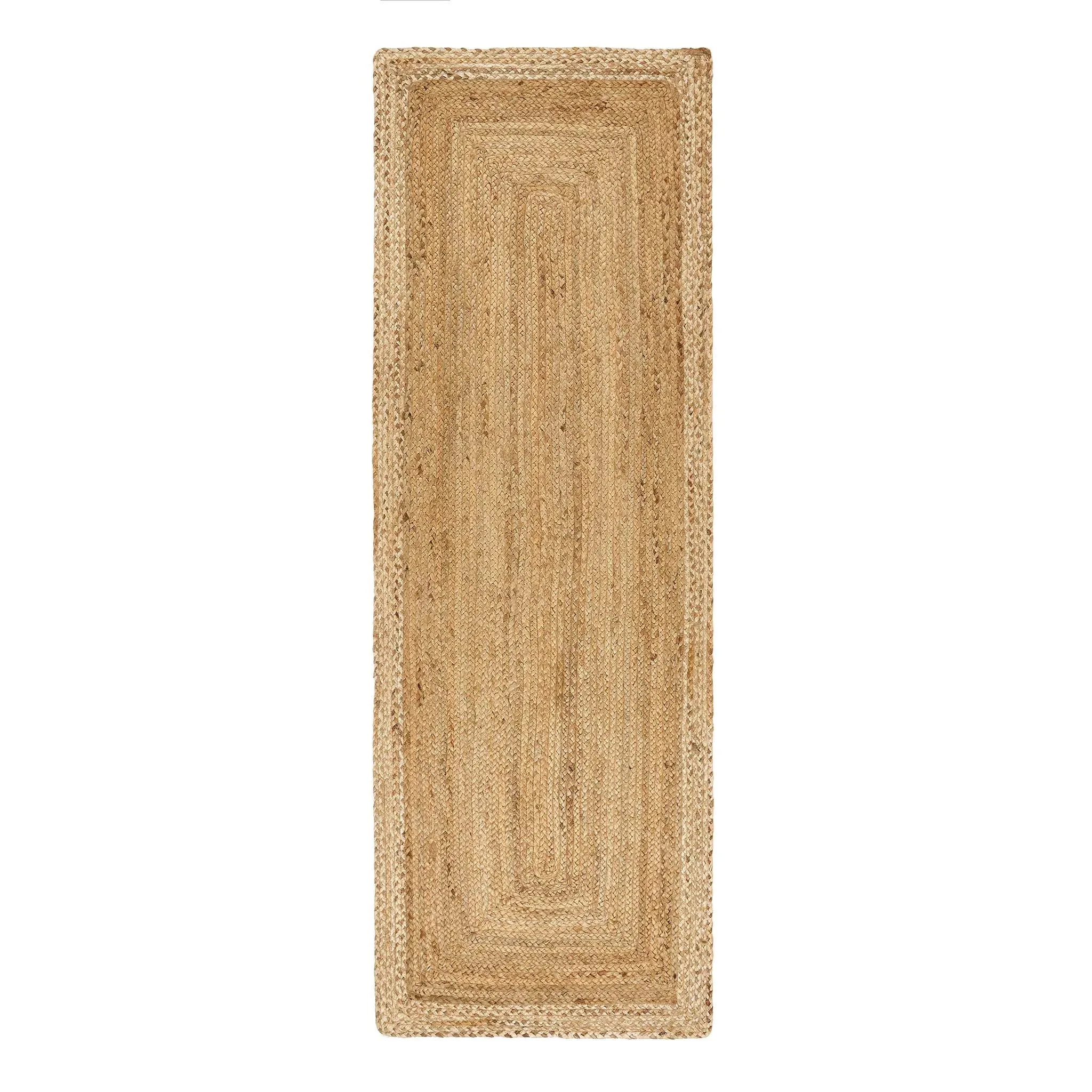 Jute Border Rug Runner - Natural White