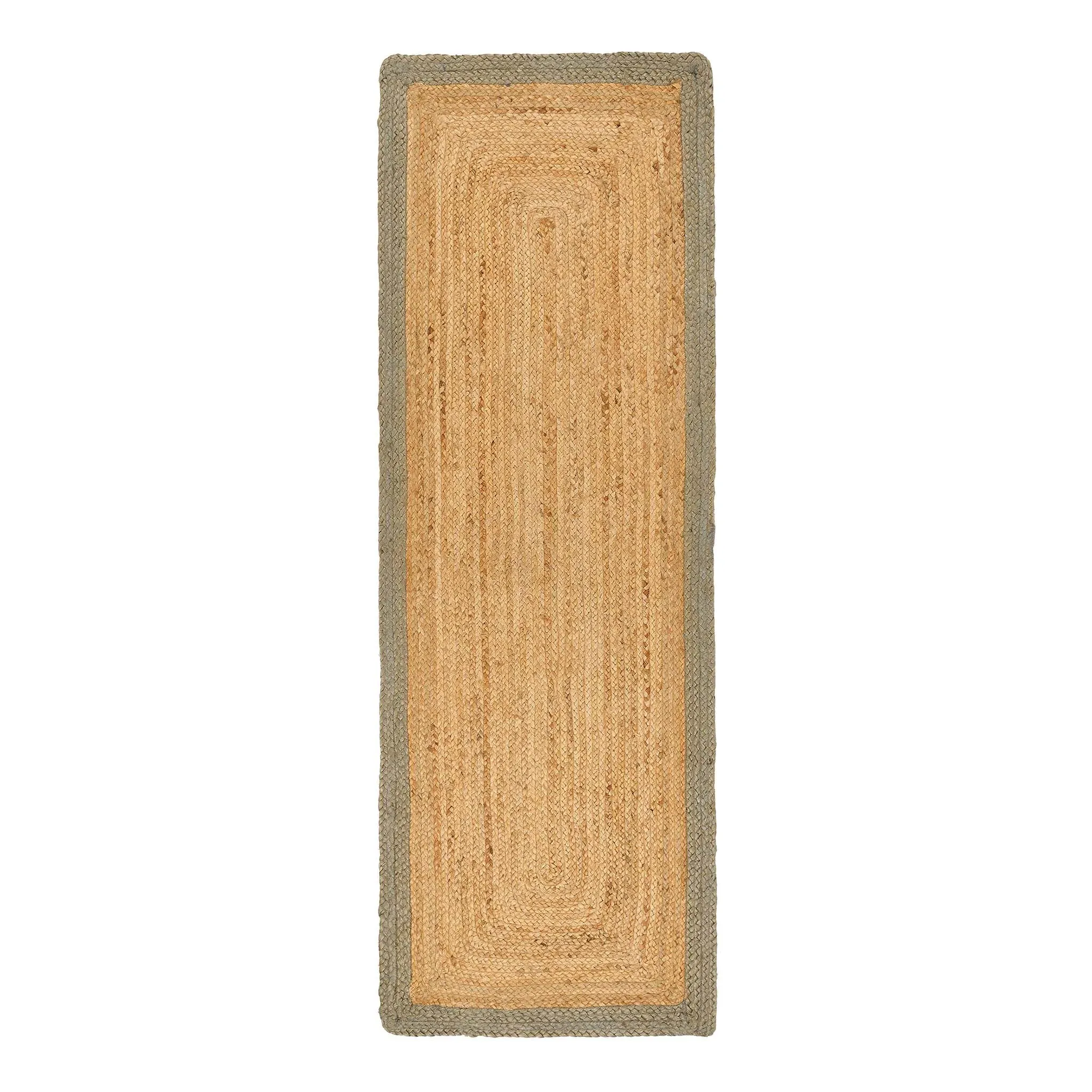 Jute Border Rug Runner - Sage Green