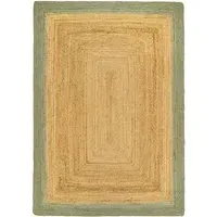 Jute Border Rug - Sage Green, Jute
