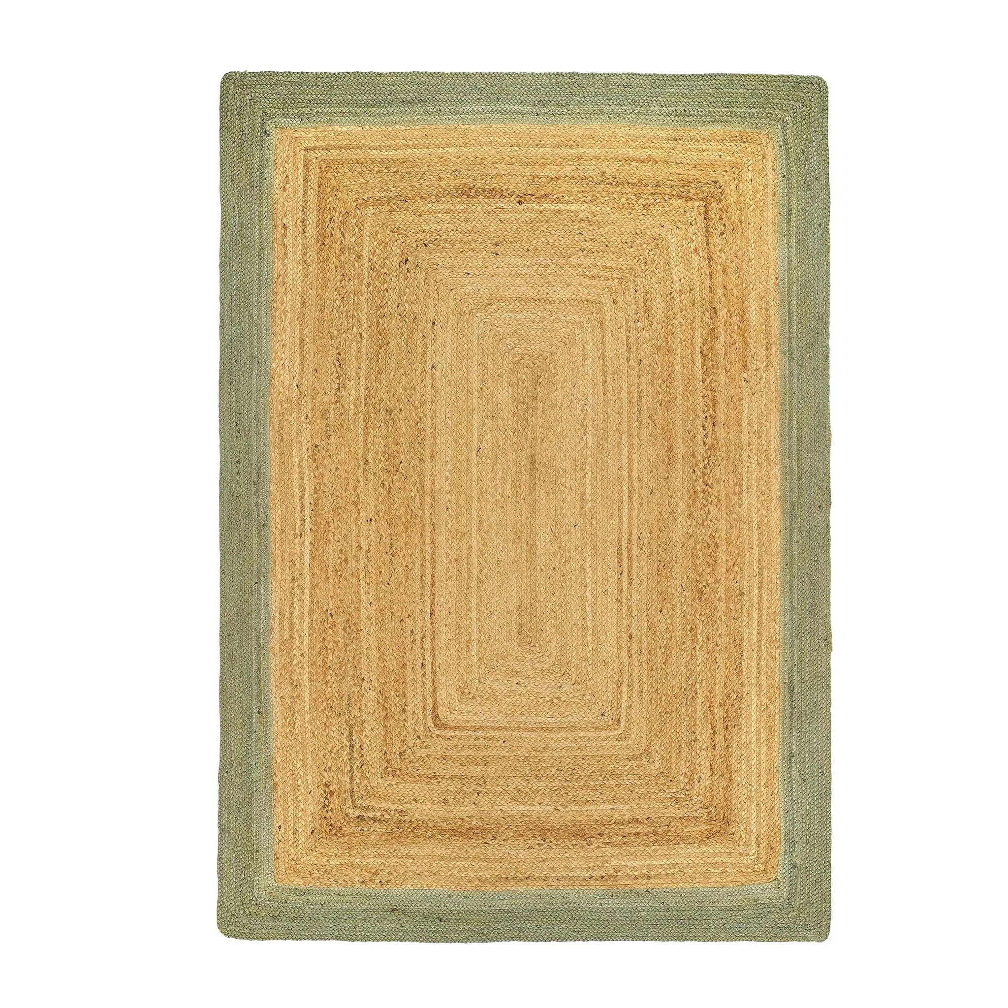 Jute Border Rug - Sage Green, Jute