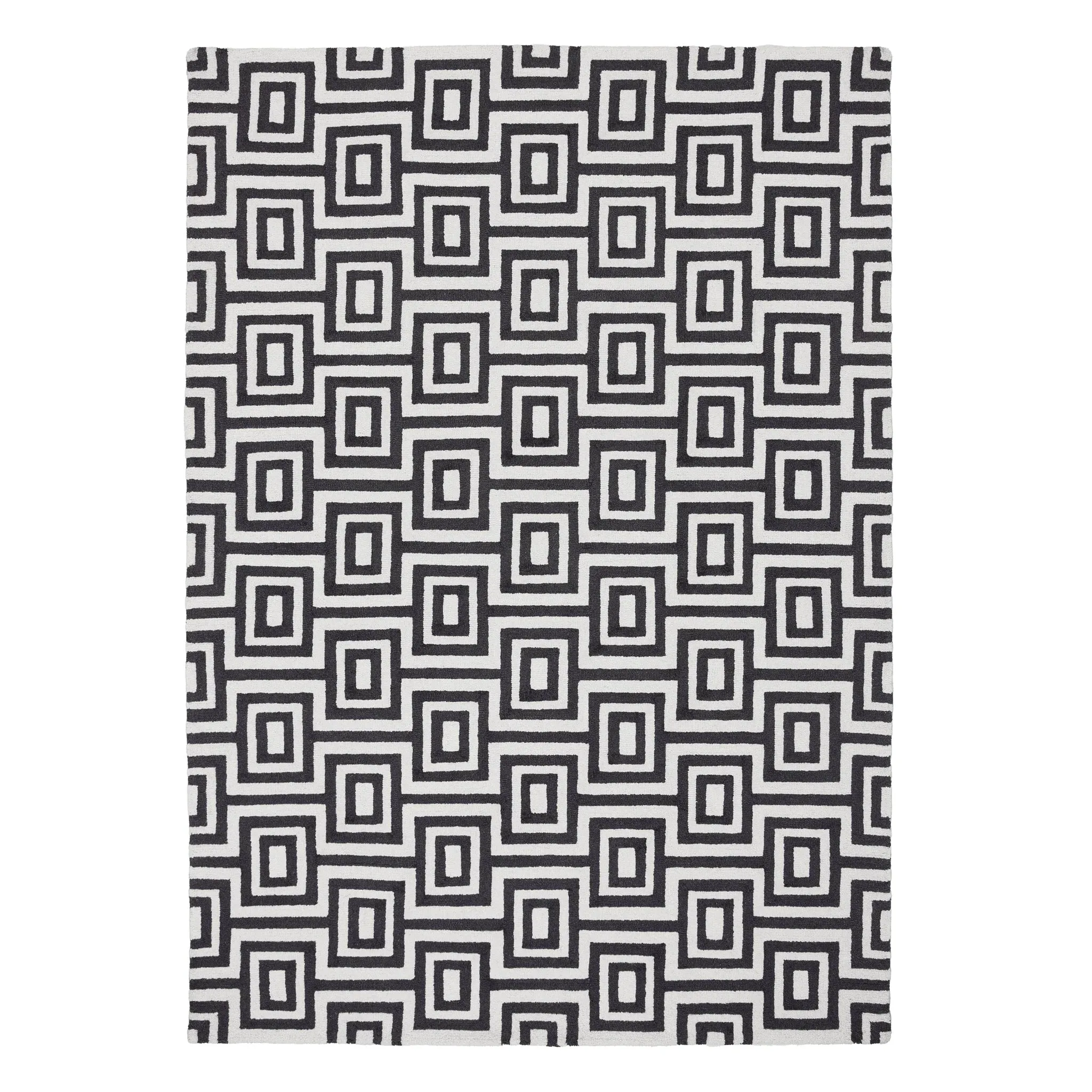 Labyrinth Rug - Black/White, Wool