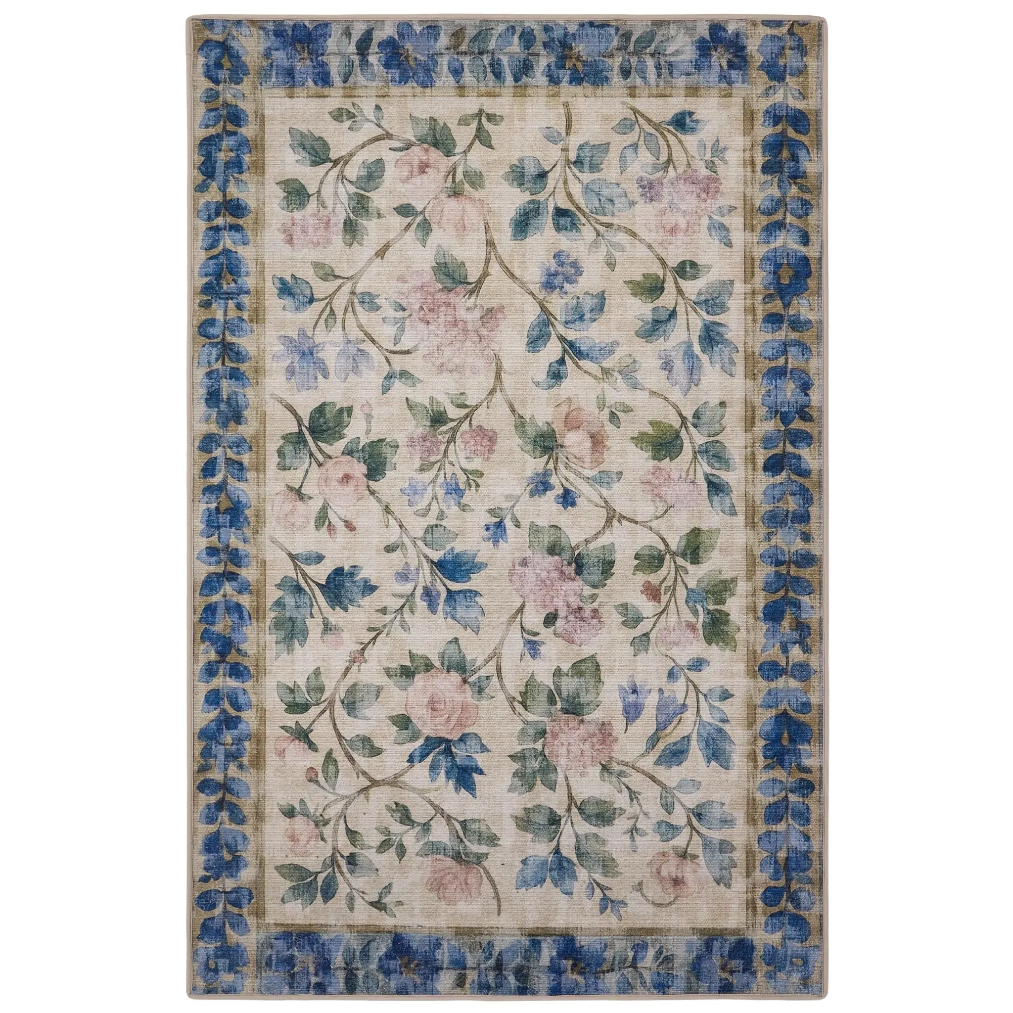 Lady Rose Eco-Washable Rug - Green, Recycled Polyester