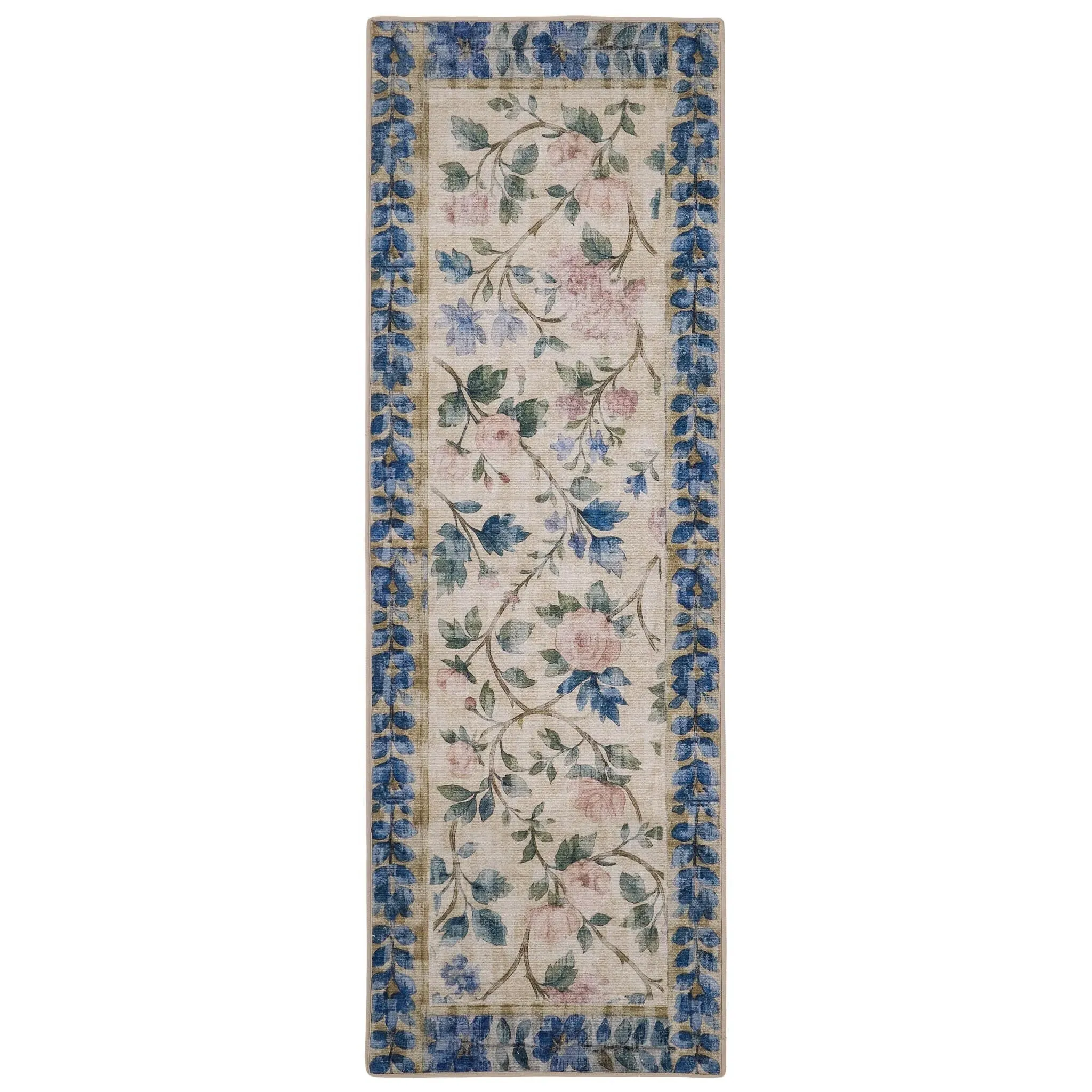 Lady Rose Eco-Washable Rug Runner - Green, Recycled Polyester image