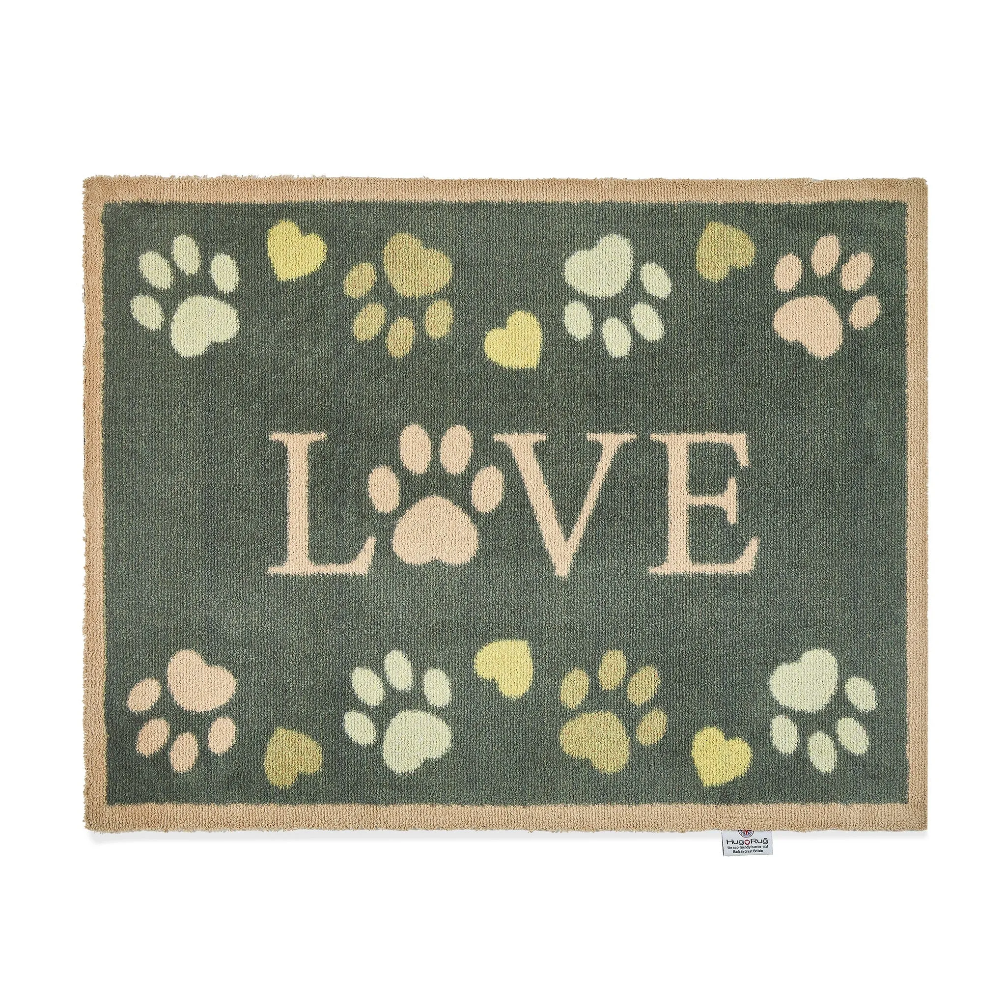 Love Paws Washable Doormat - Green image