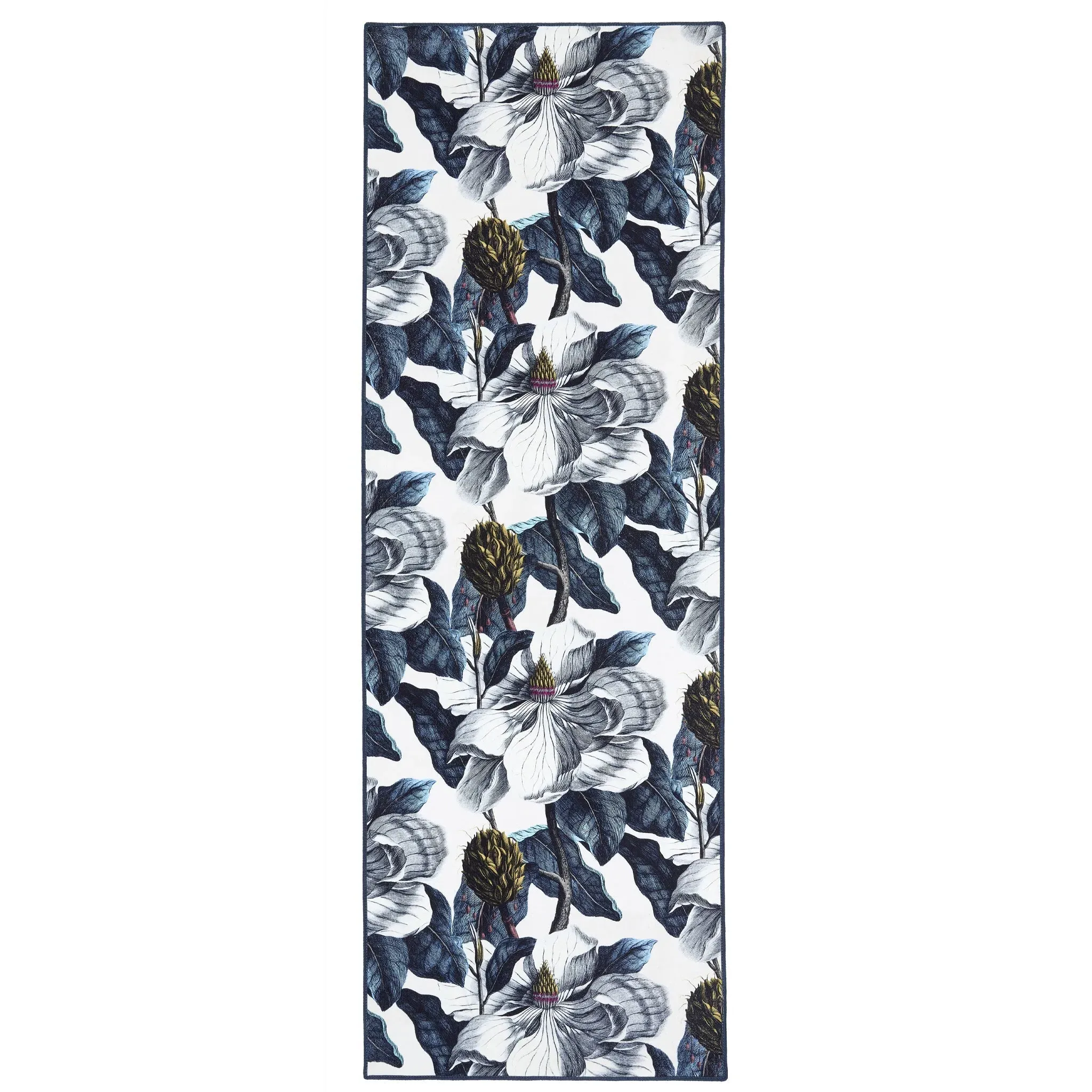 Magnolia Garden Washable Rug Runner - White, Recycled Polyester image