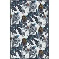 Magnolia Garden Washable Rug - White, Recycled Polyester