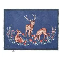Meadow Deer Washable Doormat - Blue