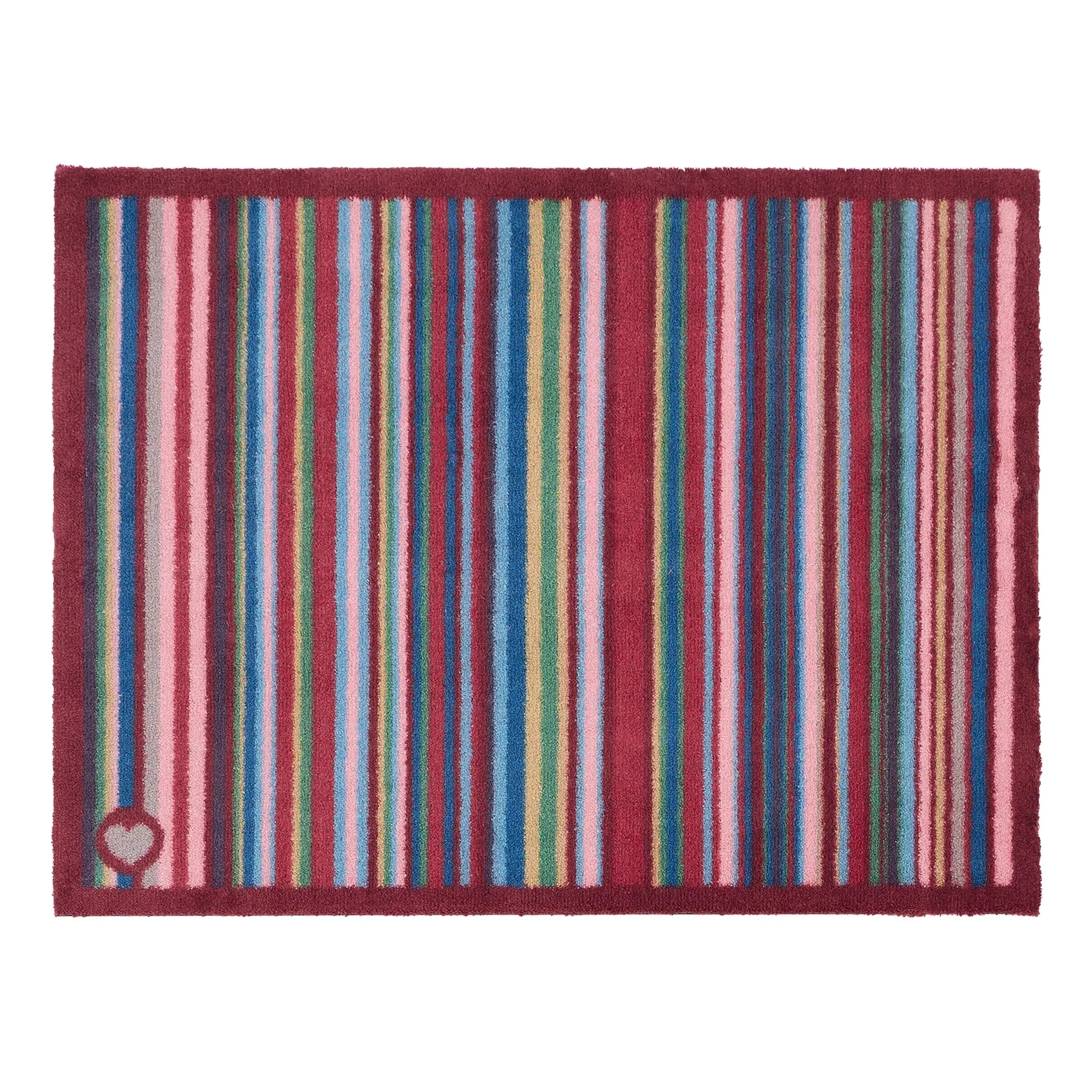 Multi Stripe Red Washable Doormat - Multi image
