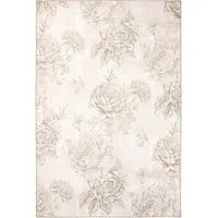 Muted Floral Washable Rug - Beige