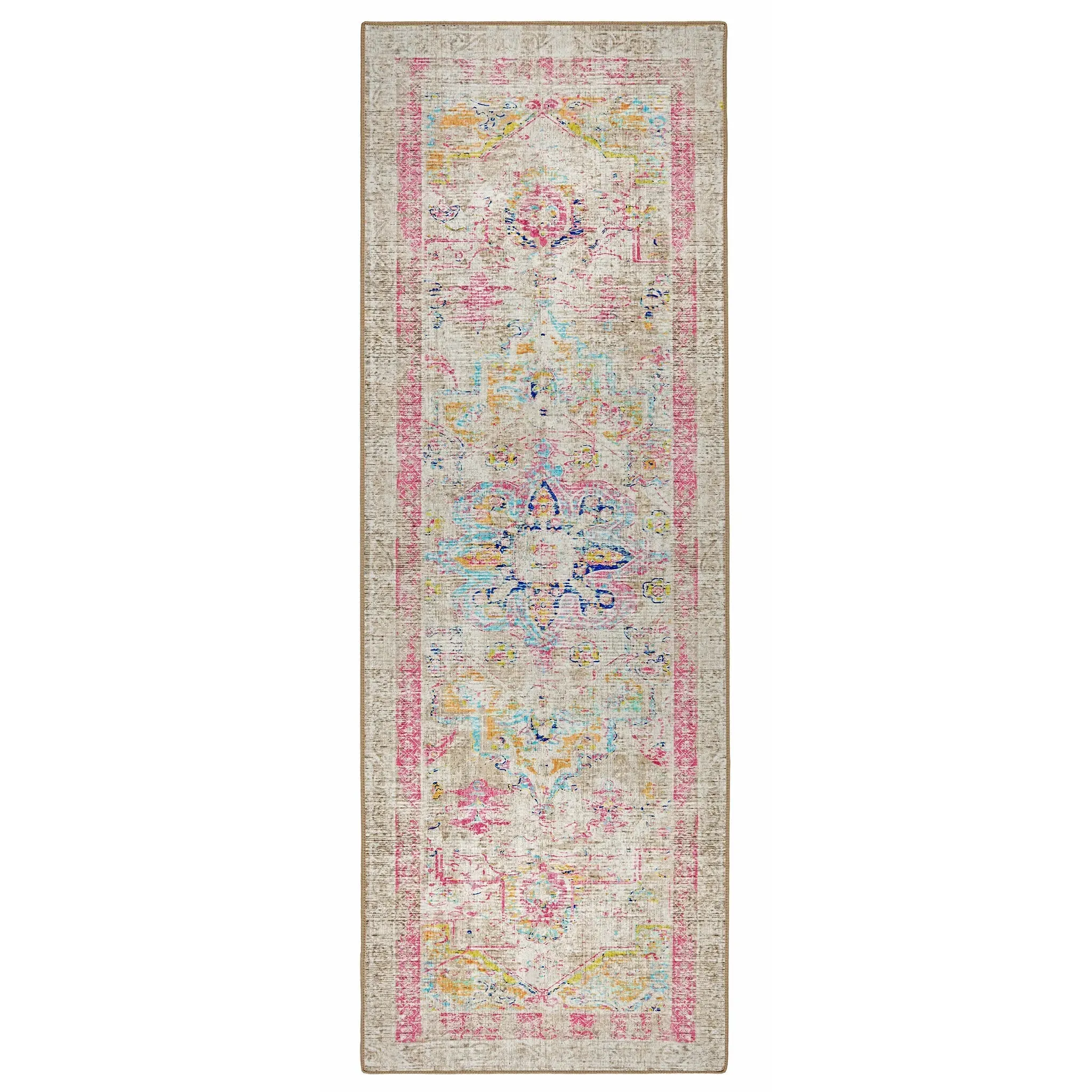 Neo Classical Eco-Washable Rug Runner - Beige, Recycled Polyester image
