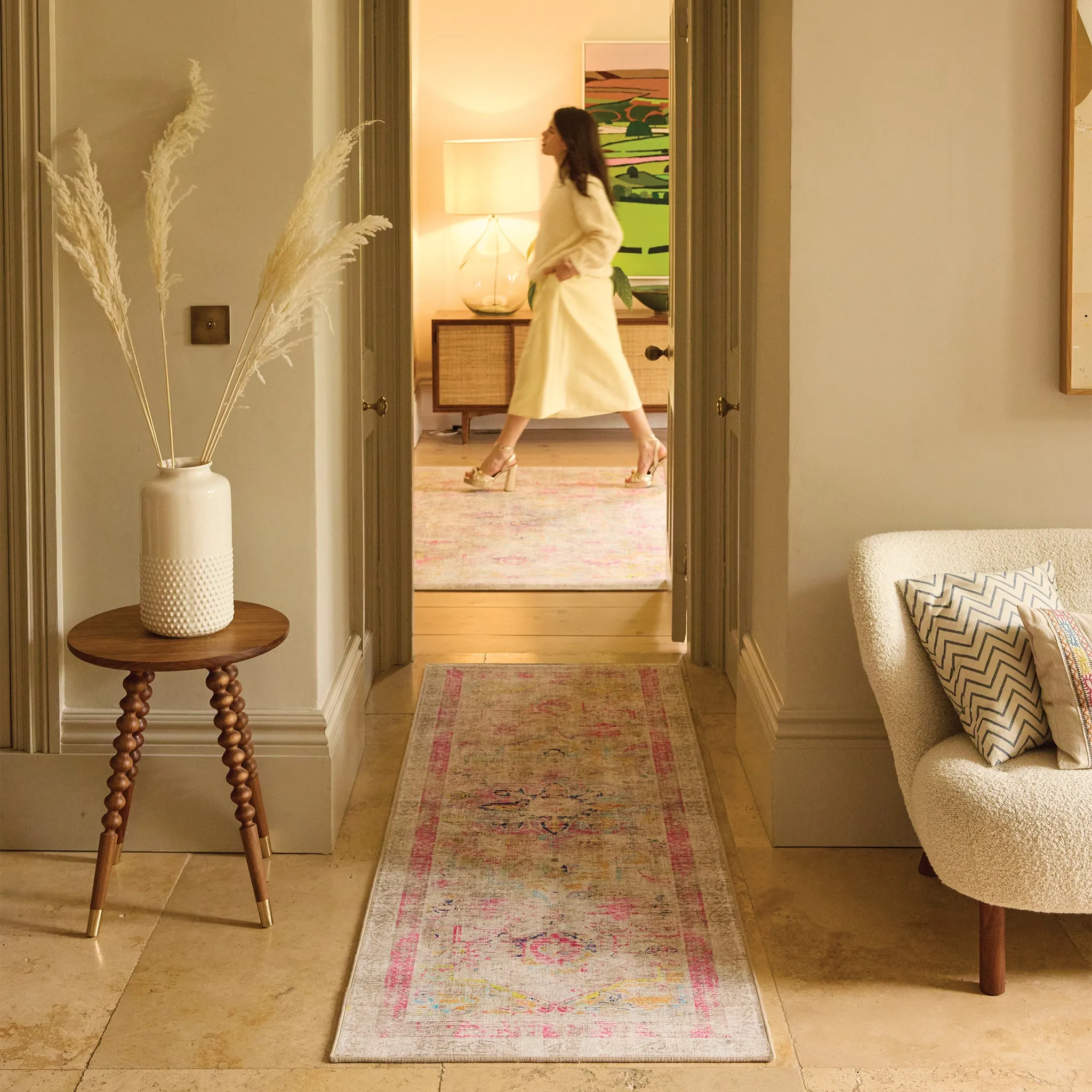 Hug Rug Neo Classical Eco-Washable Runner - Beige, Recycled Polyester product