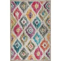 Painted Ikat Washable Rug - Cream, Recycled Polyester
