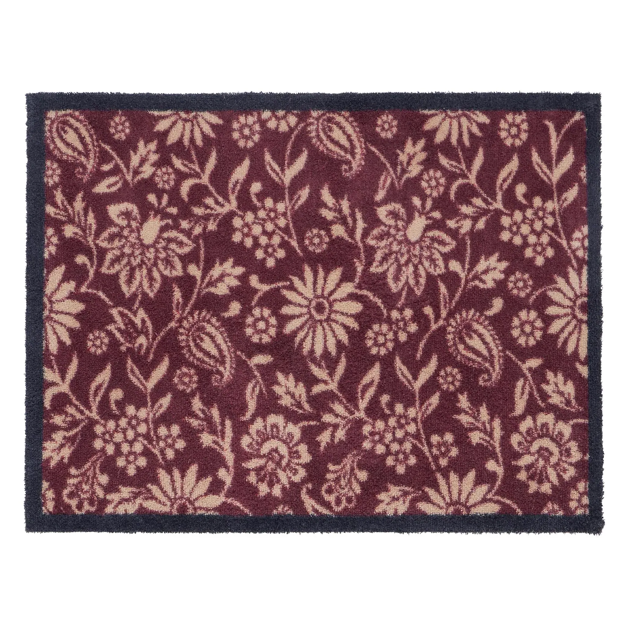 Paisley Floral Washable Doormat - Burgundy image