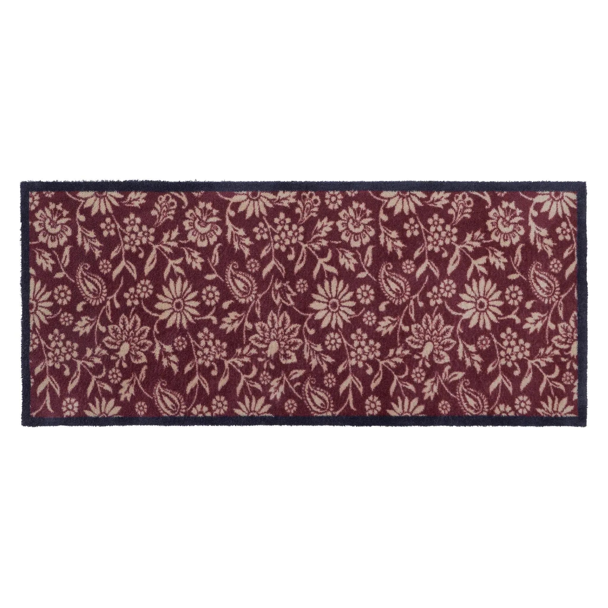 Paisley Floral Washable Runner - Burgundy