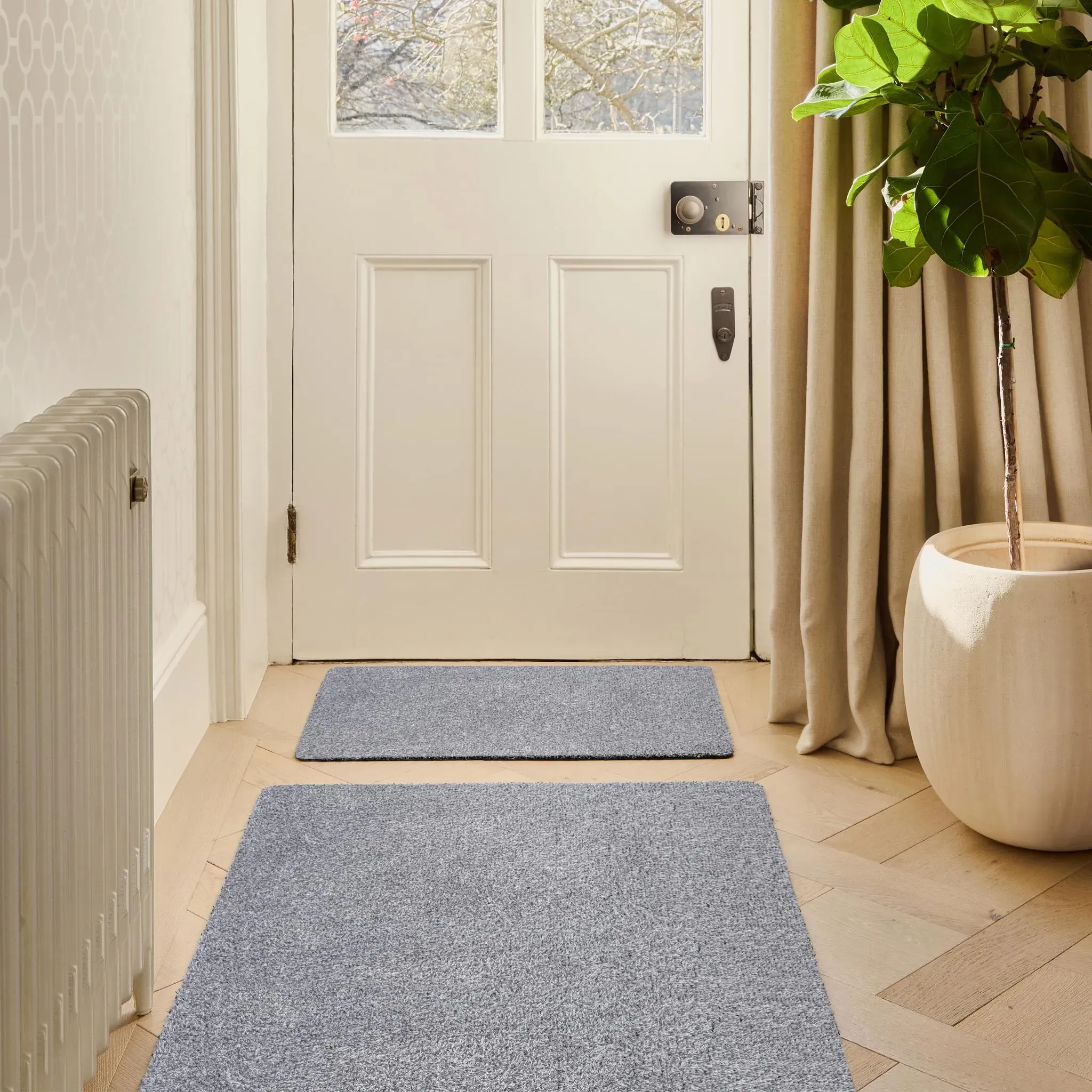 Hug Rug Plain Fleck Doormat - Soft Silver, Recycled Cotton product