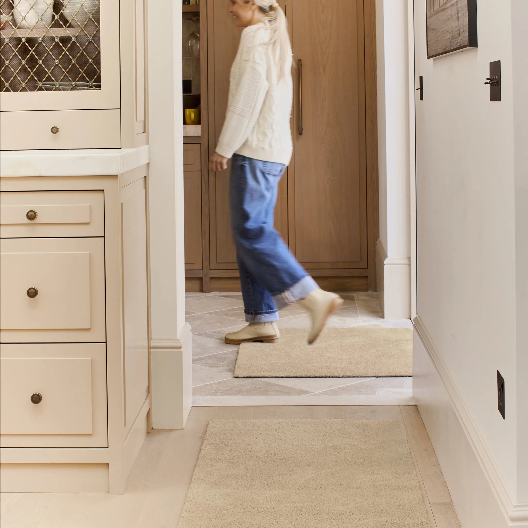 Hug Rug Plain Fleck Washable Doormat - Beige, Recycled Cotton product