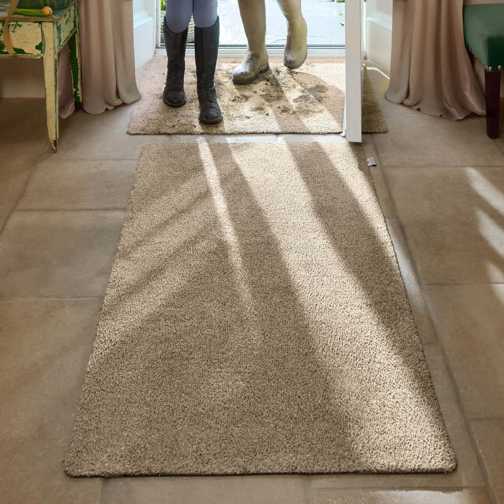 Hug Rug Plain Fleck Washable Doormat - Linen product