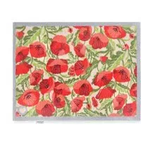 Poppies Galore Washable Doormat - Red, Beige