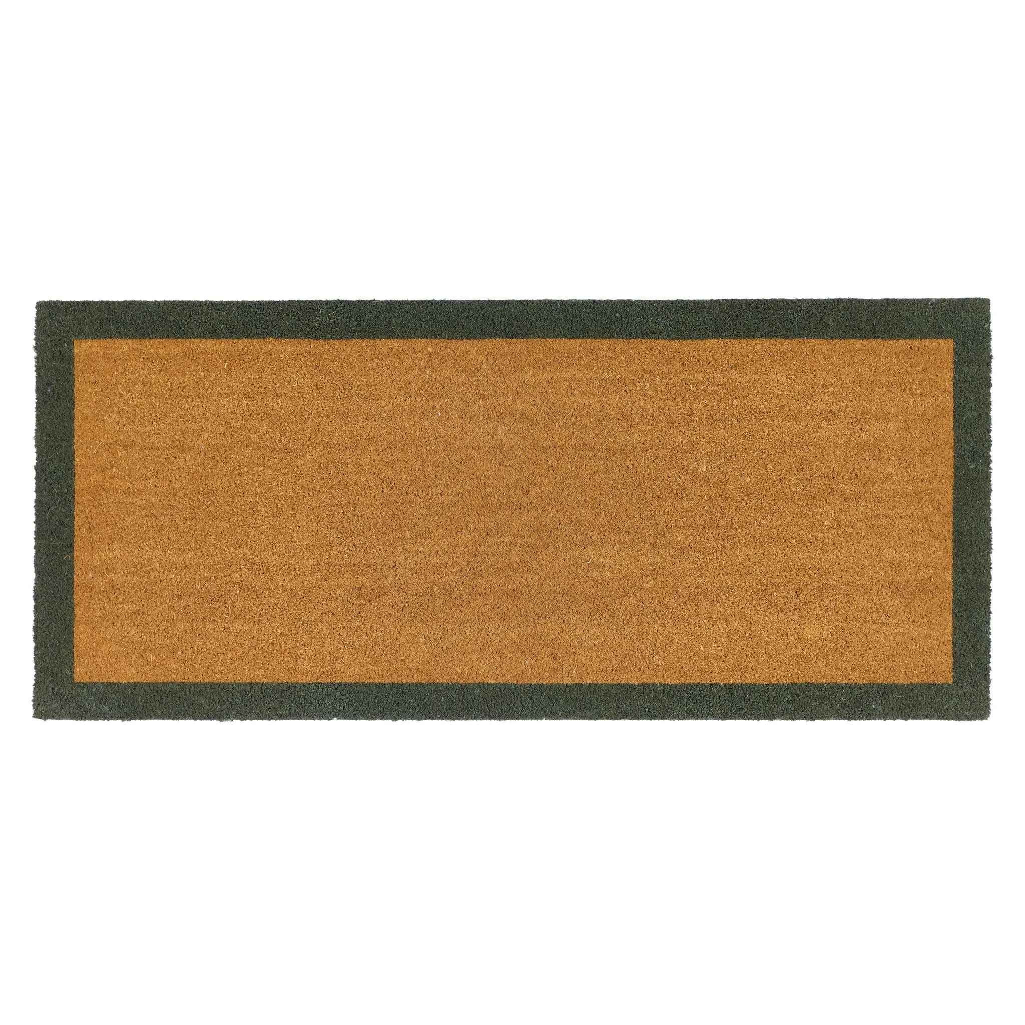 Printed Coir Border Runner - Green, Coconut Husk
